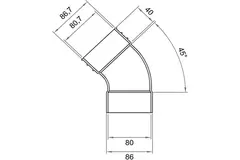Wavin Ventiza Kolano 45 stopnie PVC owalne 195x80 mm pionowe M/S