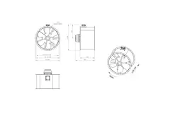 Osiowy 1120 mm kanałowy wentylator spalin F300- AL 1120 D6 F3 03 CFG