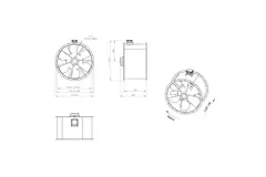 Osiowy 1120 mm kanałowy wentylator spalin F300- AL 1120 D6 F3 02 CFG