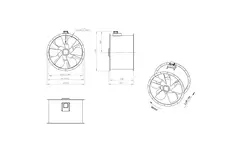 Osiowy 900 mm kanałowy wentylator spalin F300- AL 900 D4 F3 02 CFG