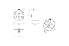 Osiowy 900 mm kanałowy wentylator spalin F300- AL 900 D6 F3 01 CFG