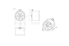 Osiowy 560 mm kanałowy wentylator spalin F300- AL 560 D4 F3 02 CFG