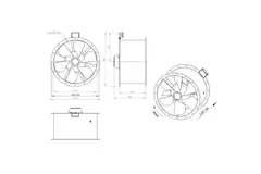 Osiowy 710 mm kanałowy wentylator spalin F300- AL 710 D6 F3 01 CFG