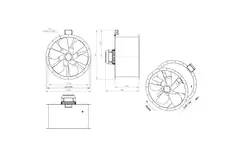 Osiowy 710 mm kanałowy wentylator spalin F300- AL 710 D4 F3 01 CFG