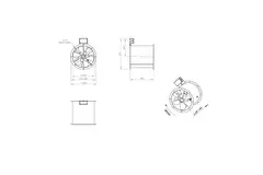 Osiowy 355 mm kanałowy wentylator spalin F400 - AL 355 D42U F4 02 CFG
