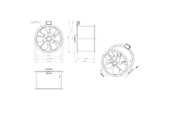 Osiowy 630 mm kanałowy wentylator spalin F400 - AL 630 D4 F4 01 CFG