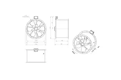 Osiowy 630 mm kanałowy wentylator spalin F300- AL 630 D4 F3 03 CFG