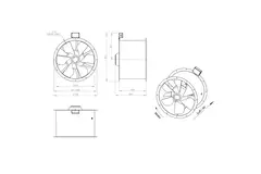 Osiowy 630 mm kanałowy wentylator spalin F300- AL 630 D6 F3 02 CFG