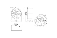 Osiowy 710 mm kanałowy wentylator spalin F300- AL 710 D4 F3 03 CFG