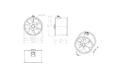 Osiowy 900 mm kanałowy wentylator spalin F400 - AL 900 D84U F4 01 CFG