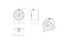 Osiowy 900 mm kanałowy wentylator spalin F400 - AL 900 D6 F4 02 CFG