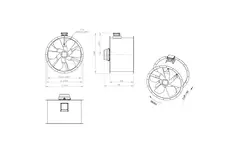 Osiowy 900 mm kanałowy wentylator spalin F300- AL 900 D6 F3 03 CFG