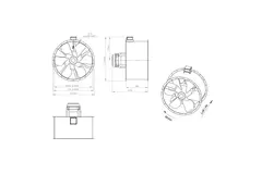 Osiowy wentylator kanałowy 1250 mm F300- AL 1250 D6 F3 05 CFG