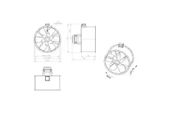 Osiowy wentylator kanałowy 1250 mm F300- AL 1250 D6 F3 06 CFG