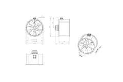 Osiowy 1120 mm kanałowy wentylator spalin F300- AL 1120 D6 F3 05 CFG
