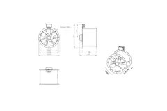 Osiowy 450 mm kanałowy wentylator spalin F300- AL 450 D42U F3 02 CFG