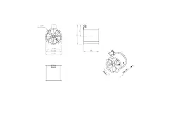 Osiowy 355 mm kanałowy wentylator spalin F300- AL 355 D42U F3 02 CFG