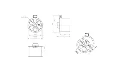 Osiowy 450 mm kanałowy wentylator spalin F300- AL 450 D42U F3 01 CFG