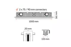 Maskowny, tynkowalny kratka liniowa Ergovent 1000 mm z przyłączem 75 mm - standard
