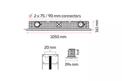 Bezramkowy nawiewnik szczelinowy Ergovent 1050 mm z przyłączem 75 mm - modułowa - 1 szczelina