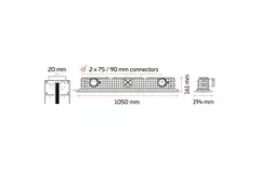 Bezramkowy nawiewnik szczelinowy Ergovent 1050 mm z przyłączem 90 mm - modułowy - 1 szczelina