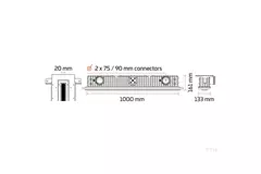 Bezramowa żaluzja Ergovent 1000 mm z przyłączem o średnicy 90 mm - standard