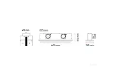 Bezramkowy nawiewnik szczelinowy Ergovent 600 mm z przyłączem o średnicy 75 mm - profil
