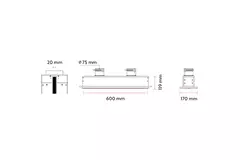 Bezramkowy nawiewnik szczelinowy Ergovent 600 mm o średnicy przyłącza 75 mm - profil (pionowy)