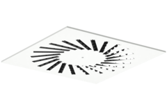 Stalowy nawiewnik wirowy z regulowanymi deflektorami - 595x595 mm - RAL 9016