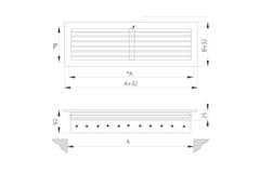 Aluminiowa pojedyncza regulowana kratka ścienna - ze sprężynami ciernymi - 800x200 mm - RAL 9010