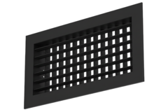 Aluminiowa podwójna regulowana kratka ścienna z amortyzatorem - ze sprężynami ciernymi - 200x200 mm - RAL 9005