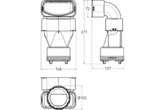 Reduktor Ubbink Air Excellent 48C - 55SC gięty pod kątem 90° - pionowy