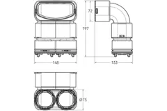 Ubbink Air Excellent 2x 23C - 55SC reduktor kolankowy 90° - pionowy