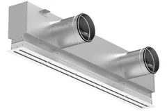 Aluminiowa kratka liniowa z 4 regulowanymi osłonami – 2000 mm – RAL 9016 + izolowana komora z przepustnicą regulującą przepływ powietrza