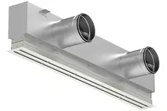 Aluminiowa kratka liniowa z 4 regulowanymi wkładami – 2000 mm – RAL 9010 + izolowana komora z zaworem regulującym przepływ powietrza