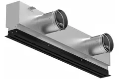 Aluminiowa kratka liniowa z 4 regulowanymi wkładami – 2000 mm – RAL 9005 + izolowana komora z przepustnicą regulującą przepływ powietrza