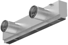 Aluminiowa kratka liniowa z 4 regulowanymi osłonami – 2000 mm – RAL 9016 + izolowana komora z przepustnicą regulującą przepływ powietrza
