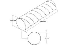 Kanał wentylacyjny średnica 250 mm długość 1,5 metra - okrągły ocynkowany