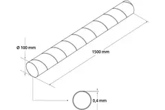 Kanał wentylacyjny, średnica 100 mm długość 1,5 metra - okrągły ocynkowany