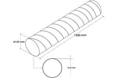 Kanał wentylacyjny średnica 125 mm długość 1,5 metra - okrągły ocynkowany