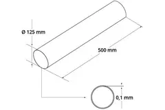 Okrągły kanał wentylacyjny plastikowy Ø 125 mm L= 0,5 metra A125-0,5