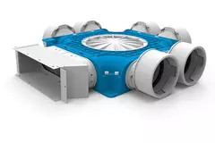 Rozdzielacz kompozytowy UniflexPlus 6x Ø90mm do galwanizowanego kanału prostokątnego 220x80mm