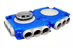 Podrzędna skrzynka rozdzielcza Vent-Axia Uniflexplus 18 x Ø69mm z przyłączem bocznym Ø160mm