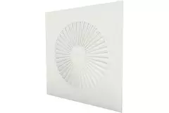 Kwadratowy nawiewnik wirowy 600 x 600, 350 mm ze stałymi łopatkami i nieizolowaną skrzynką rozprężną z połączeniem bocznym 160 mm – kolor mieszany RAL 9010